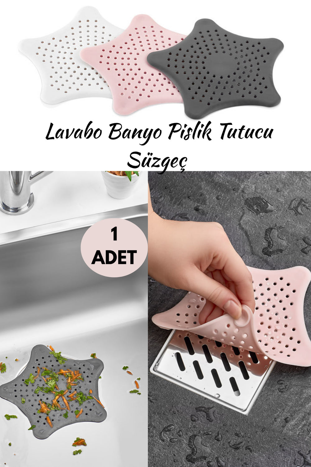 Silikon Vantuzlu Süzgeç Banyo Ve Mutfak Gider Kapatıcı Lavabo Süzgeci Çöp Tutucu Vantuzlu Süzgeç